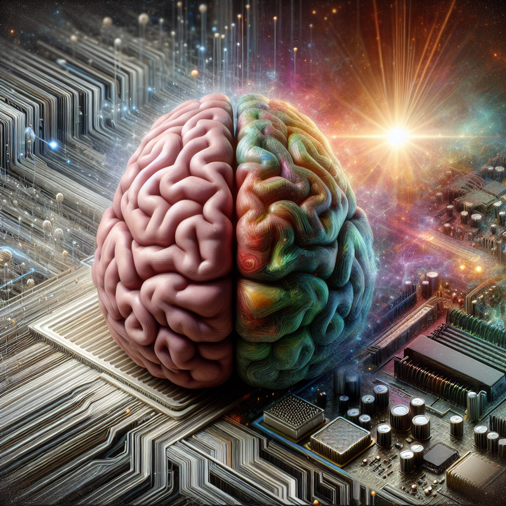 A web-shaped interface transitioning from a human brain to computer circuits, symbolizing a full-stack developer's expertise.