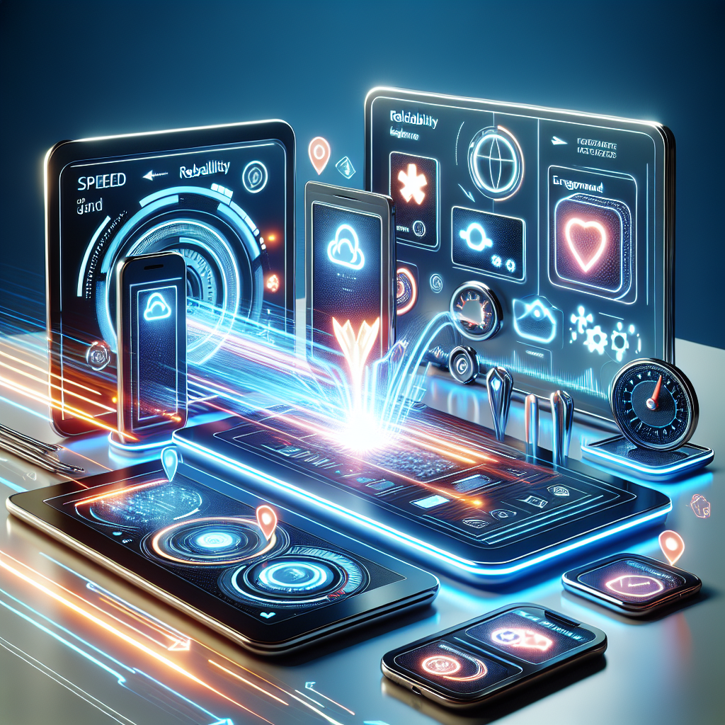 Realistic image of digital devices showcasing Progressive Web Apps functionality.