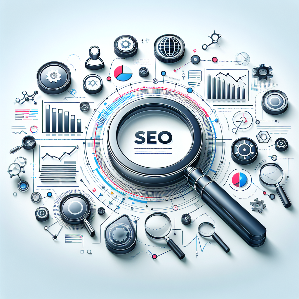 SEO fundamentals visual representation with iconic SEO elements