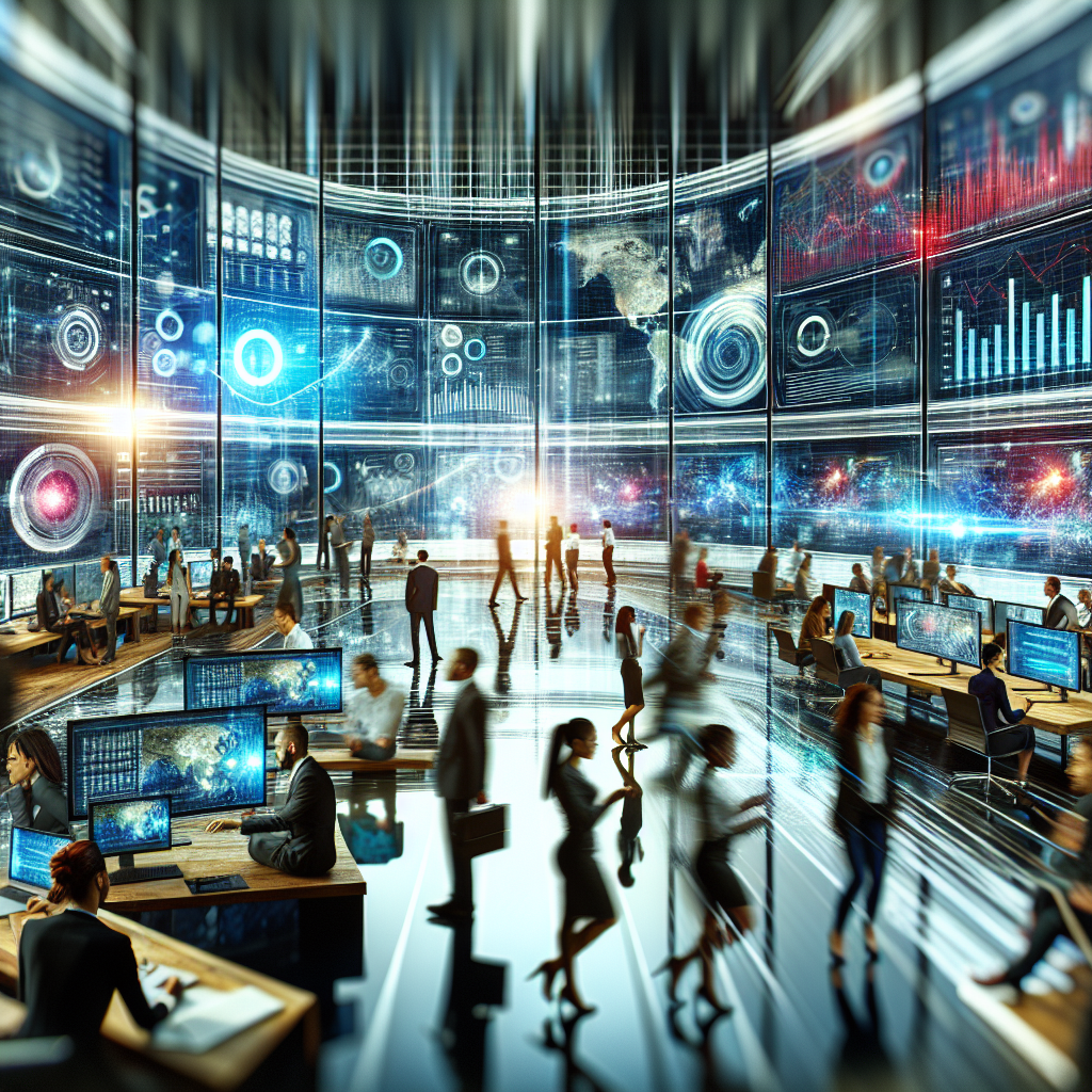 A dynamic and realistic image depicting the energy and success of an Internet Marketing Excellence environment.