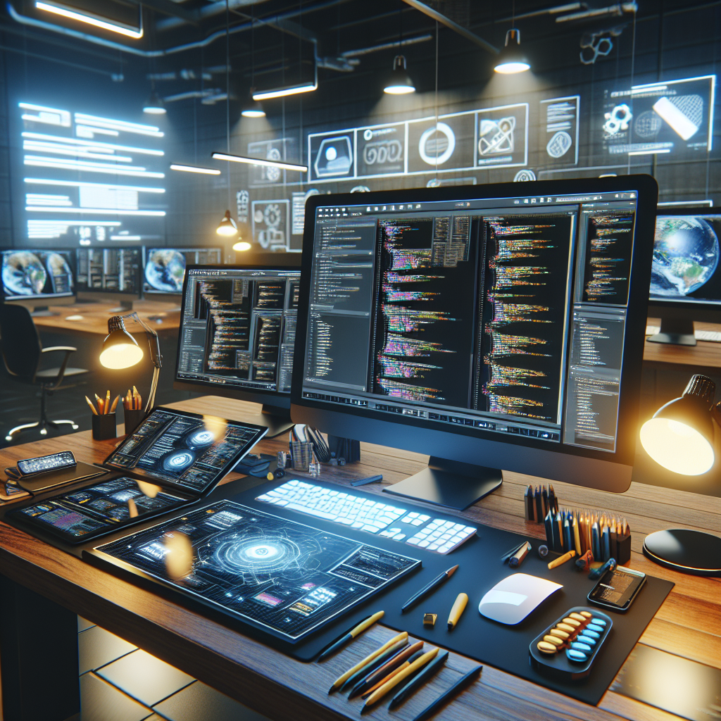 Realistic image representing web development environment based on the provided URL.