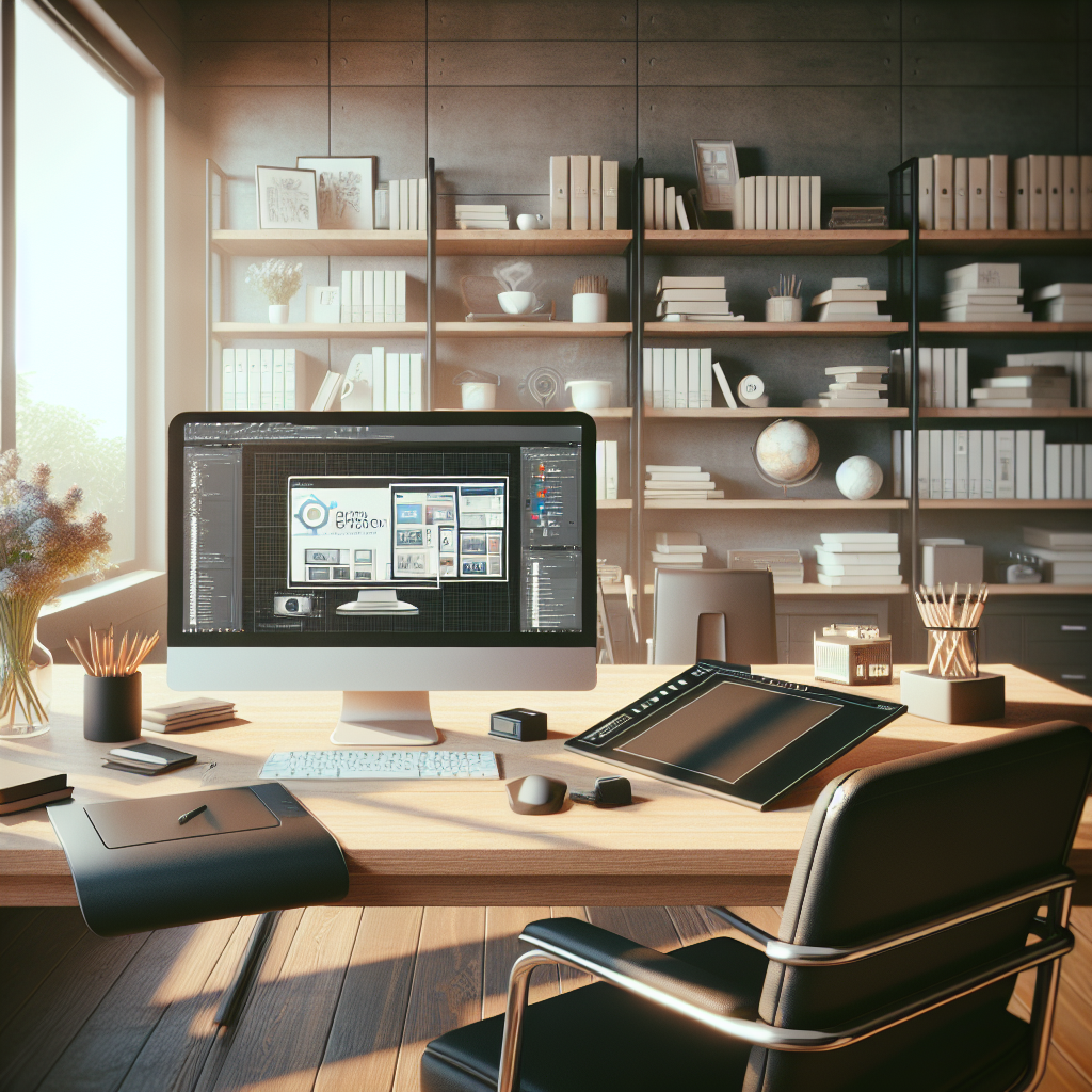 A realistic depiction of a professional website development environment.