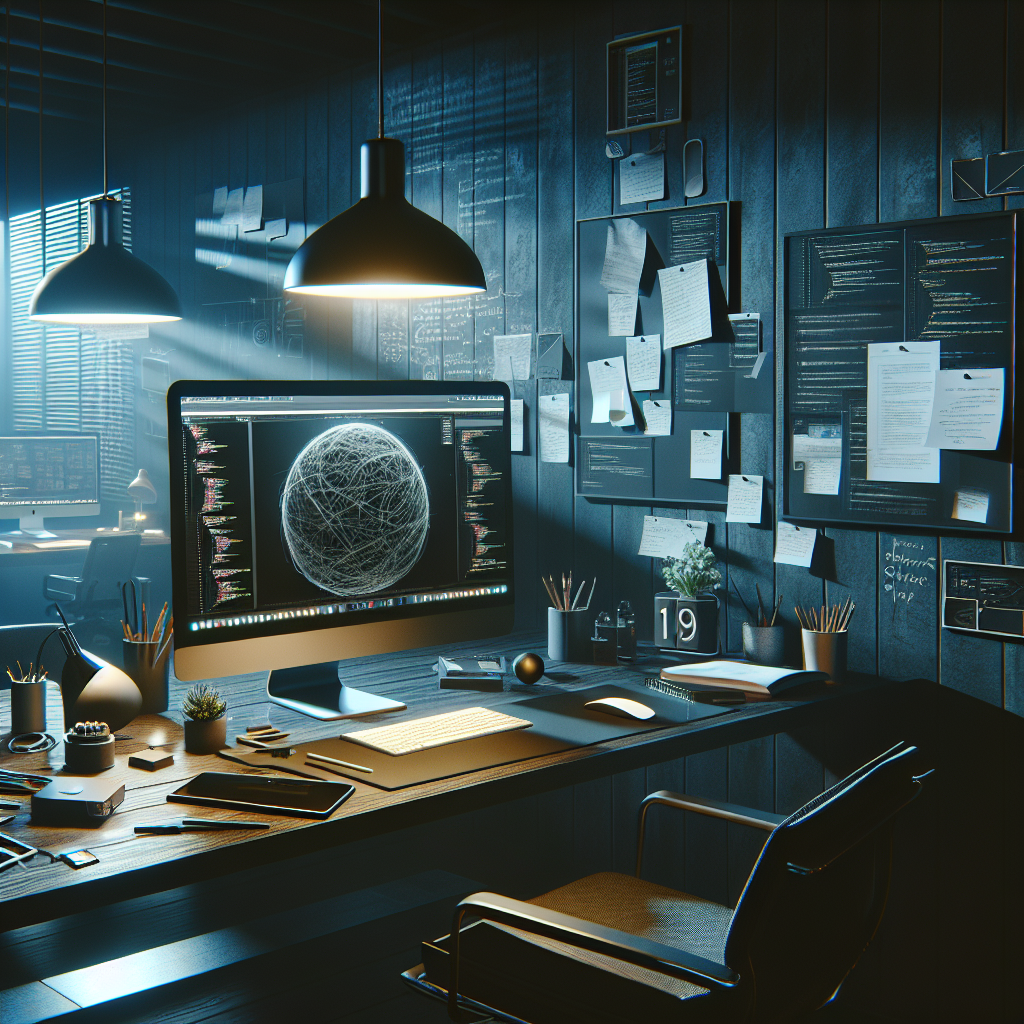 A realistic depiction of a modern website development workspace.