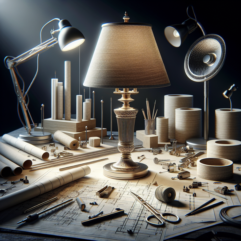 Realistic depiction of a lamp in development, showcasing detailed craftsmanship and materials.