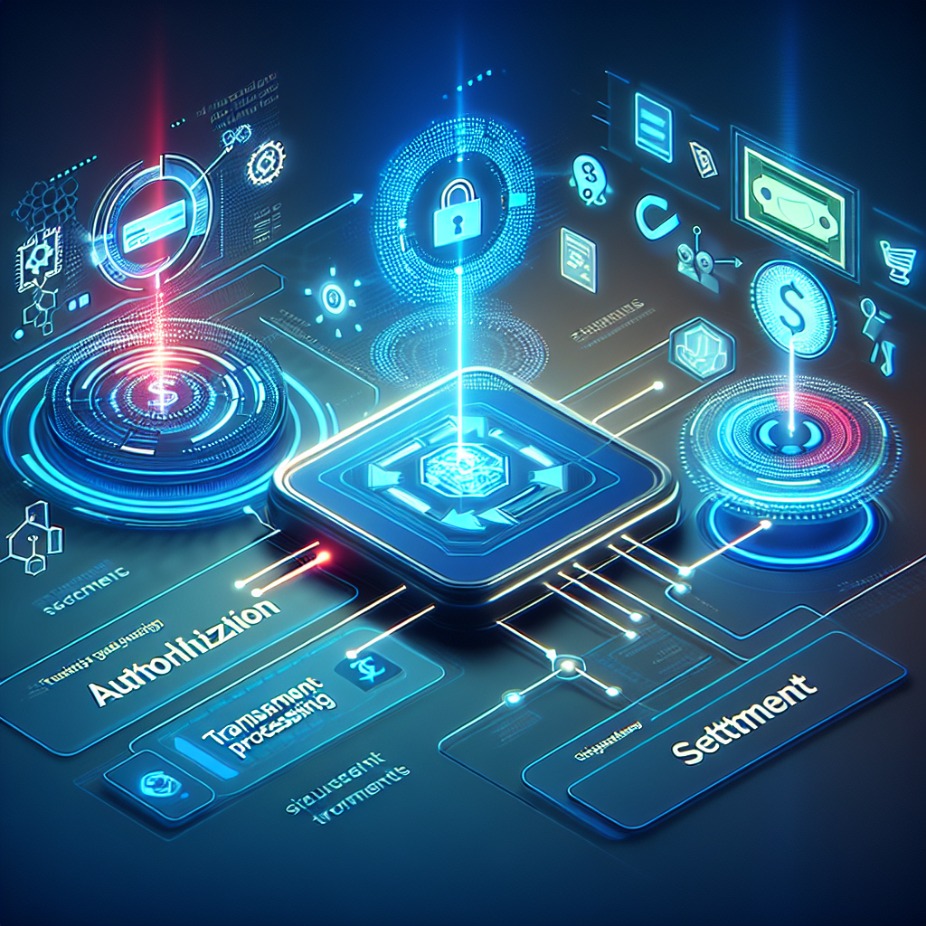A digital interface representation of a payment gateway with colorful icons and a tech background.