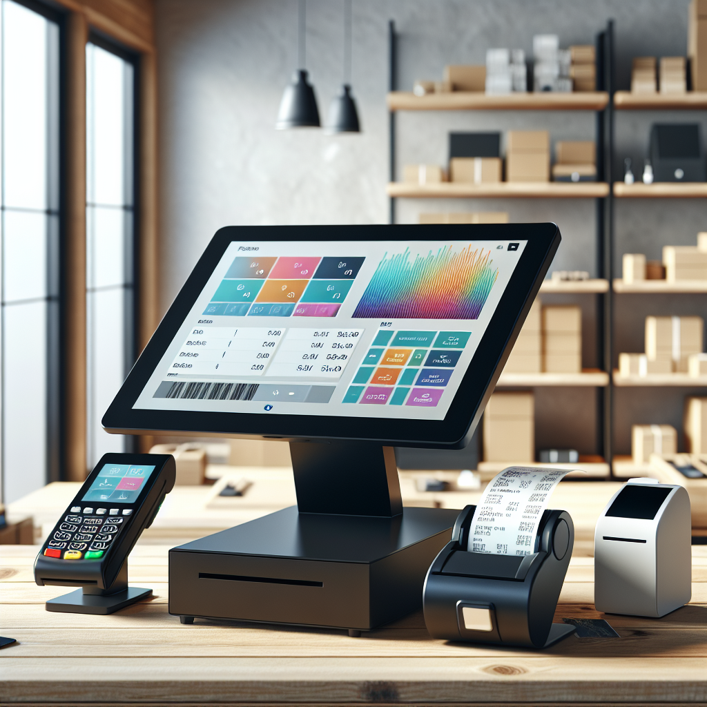 A modern Point of Sale system setup in a retail shop.