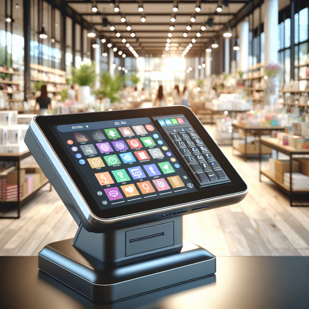 A modern Point of Sale system in a retail store setting.