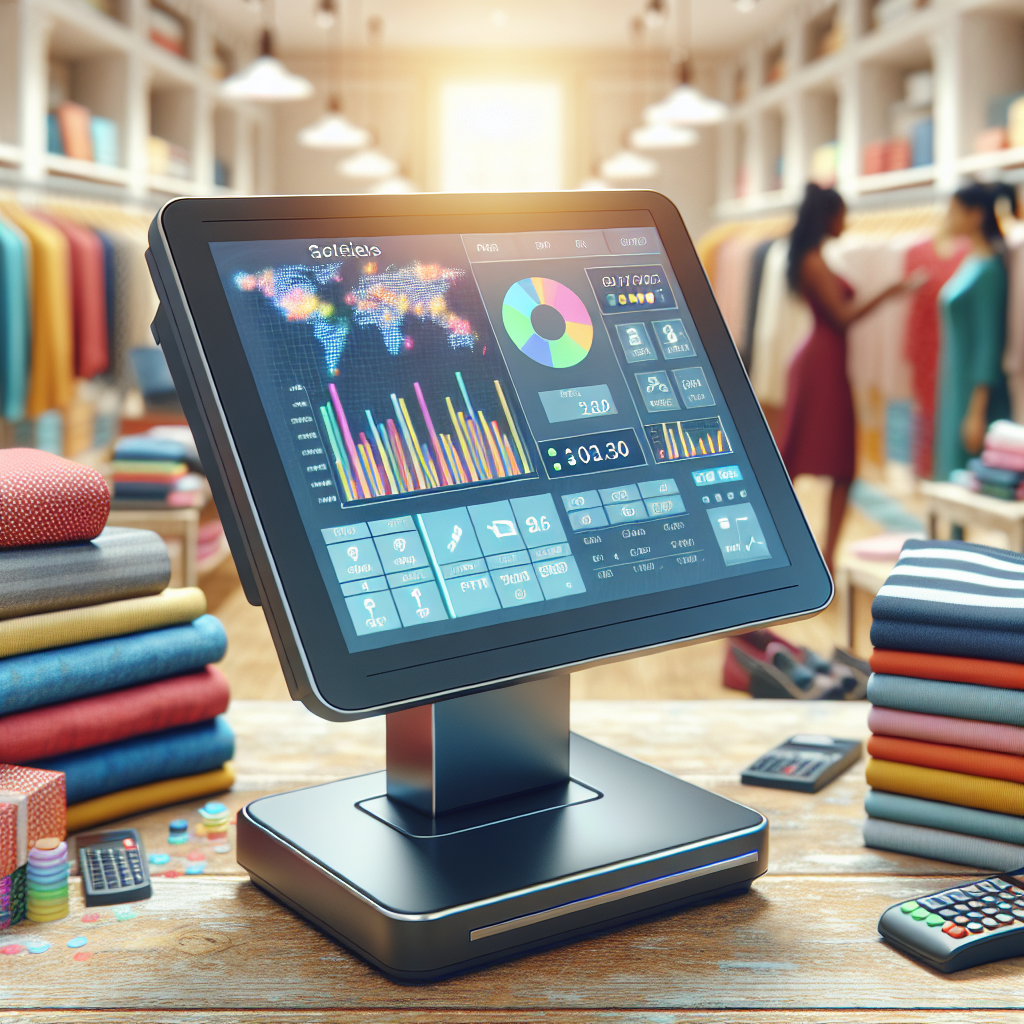 A modern Point of Sale system in a busy retail shop.