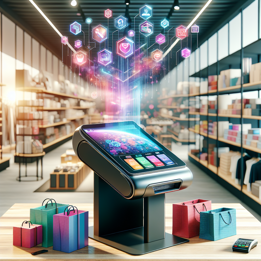 A modern point of sale terminal in a retail environment.
