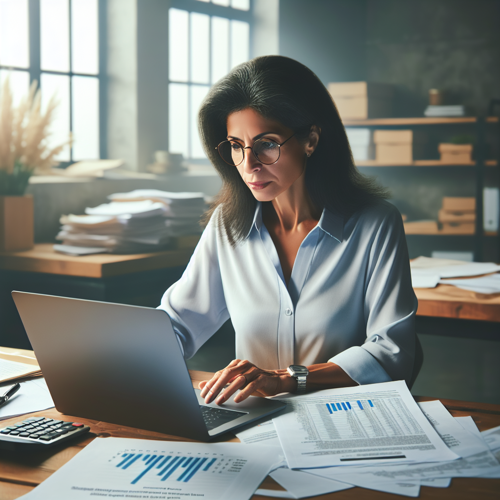 A professional accountant working at a desk analyzing financial documents related to LLCs.