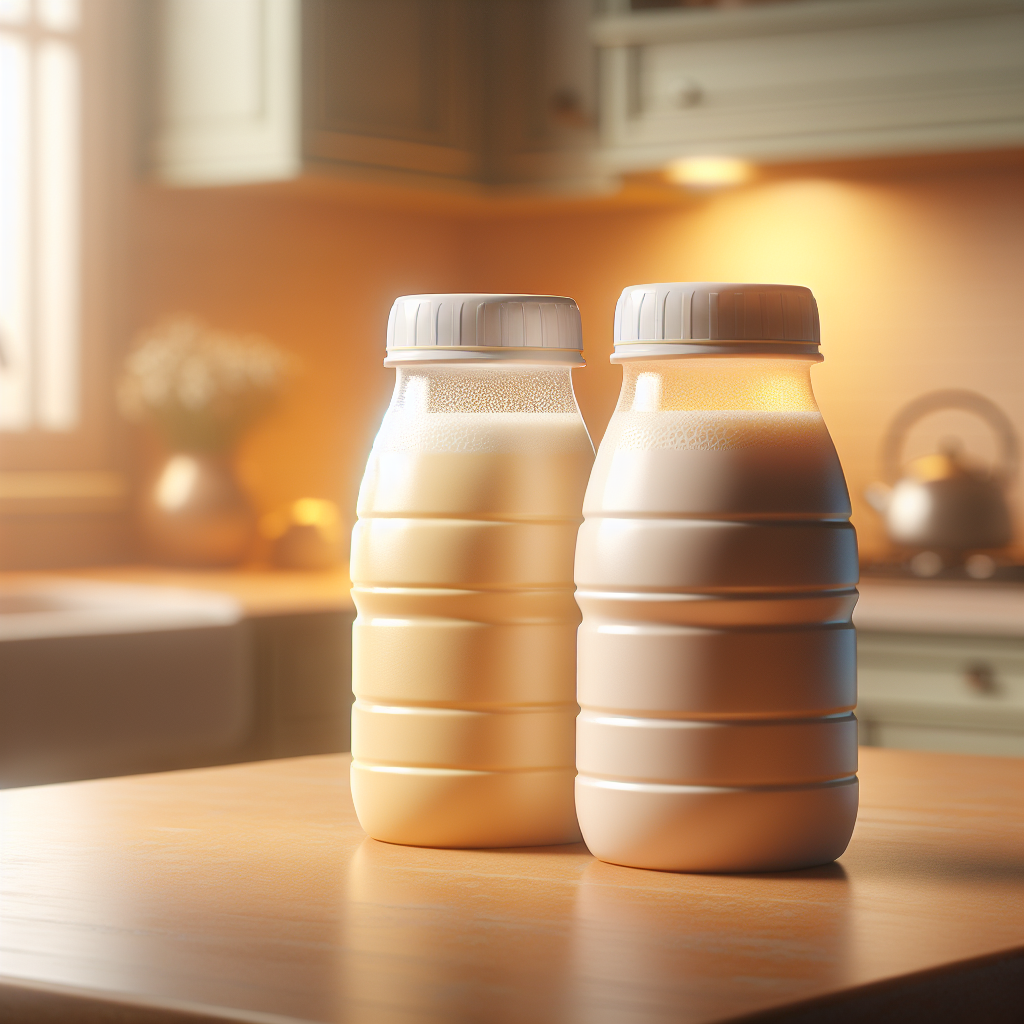 Realistic image of Enfamil AR and Gentlease baby formula containers on a kitchen counter.