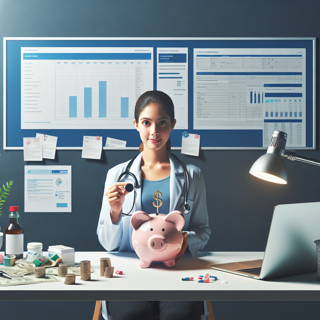 A person holding a piggy bank filled with medical-related items, representing a Health Savings Account (HSA).