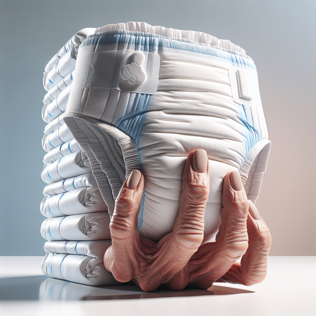 A realistic image of S&R Adult Diapers displayed on a modern surface.