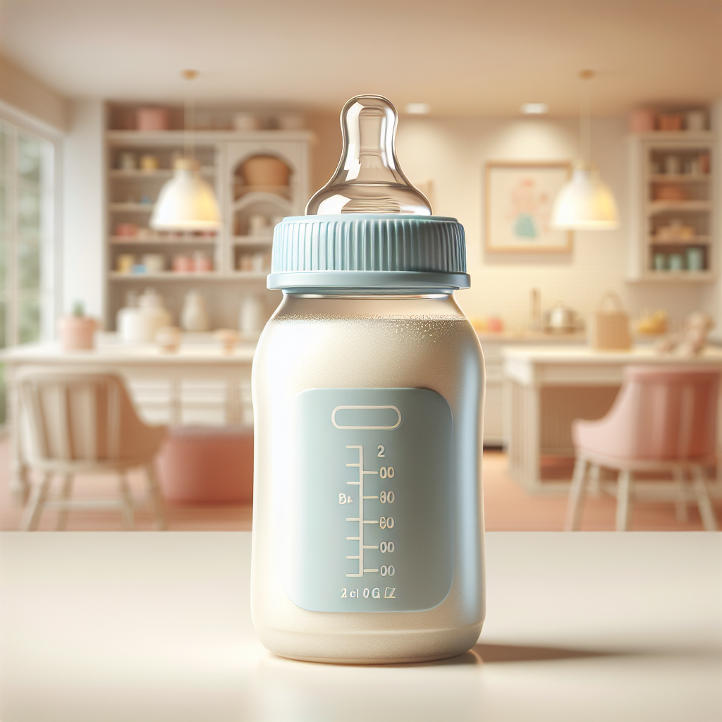Enfamil Gentlease Ready-to-Feed 2 oz bottle in a well-lit, homey setting.