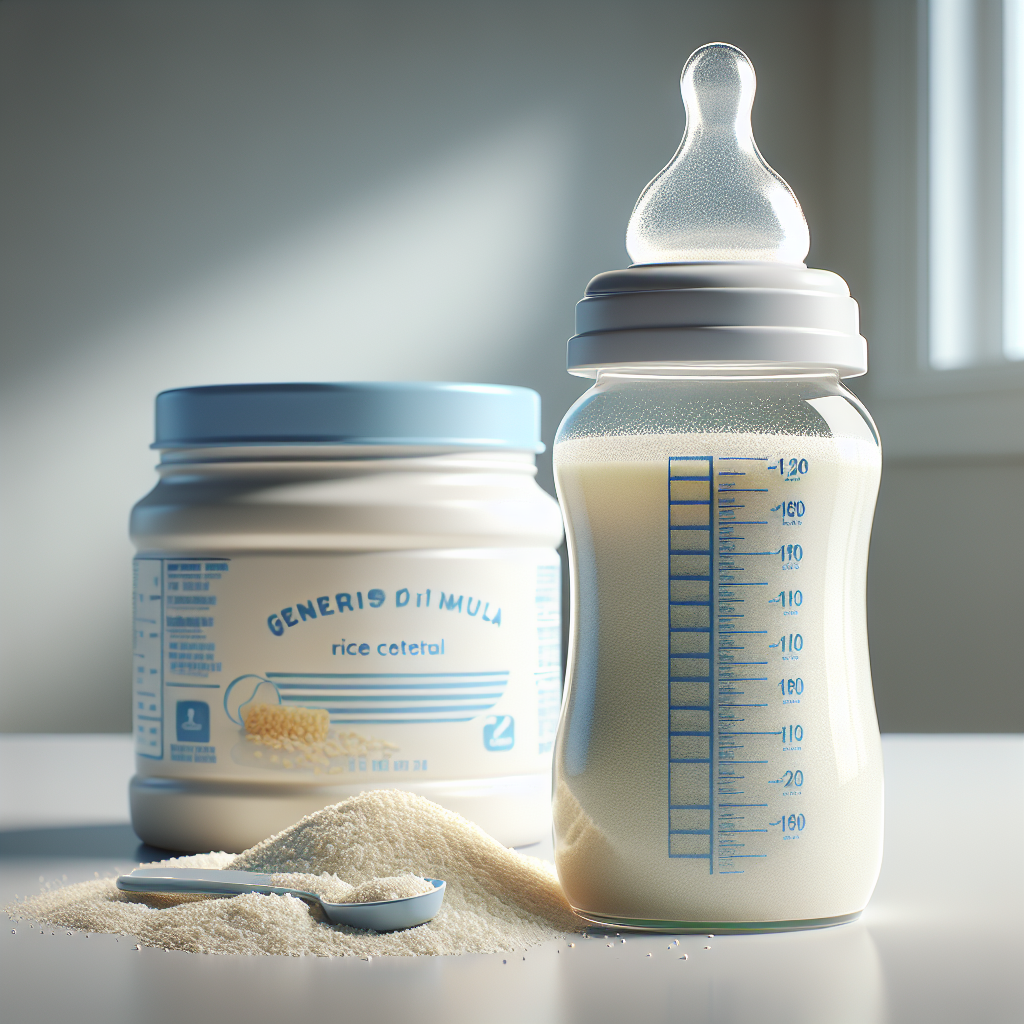 A baby bottle filled with Enfamil AR Formula on a white kitchen counter, next to an open container of the formula.