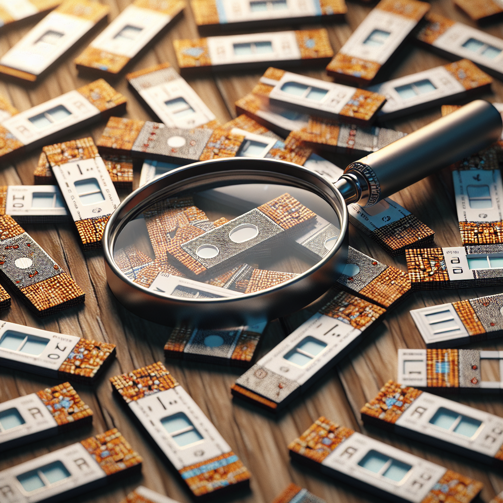 Realistic close-up of diabetes test strips on a wooden table.