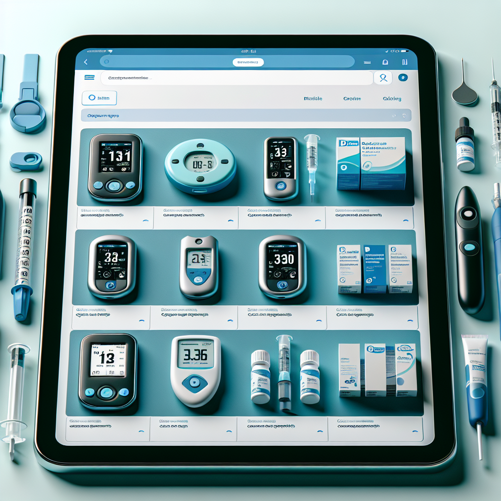 Digital depiction of an online diabetic supply store interface.