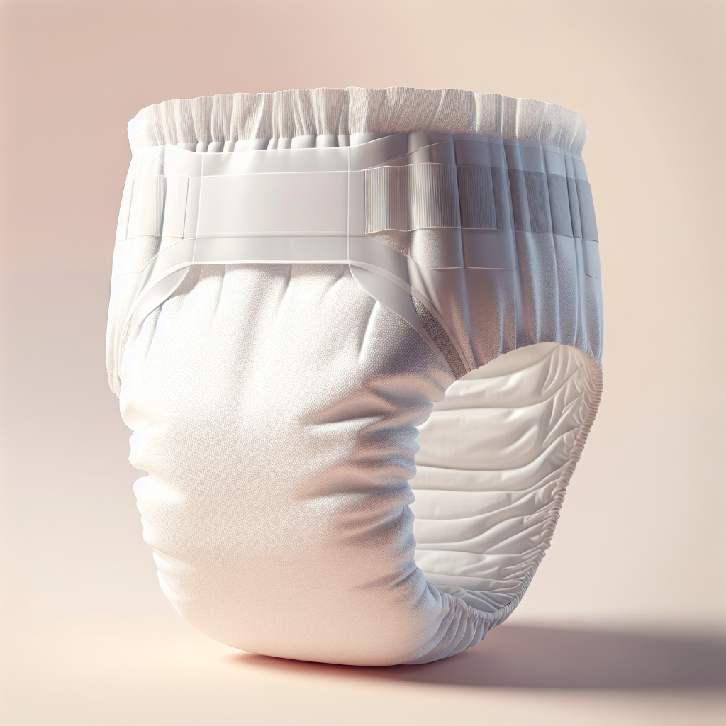 A realistic image of a discreet and innovative adult diaper with a modern design.