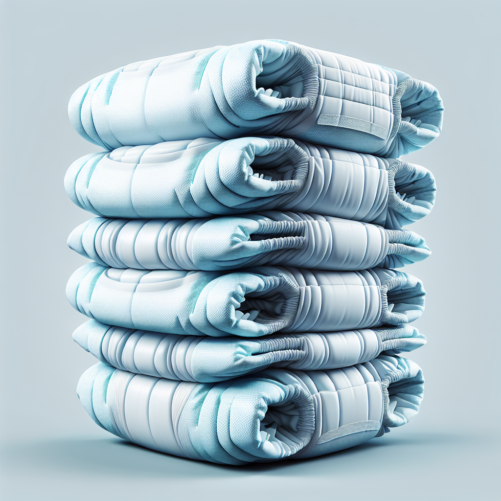 A stack of comfortable overnight diapers showing their texture and features.