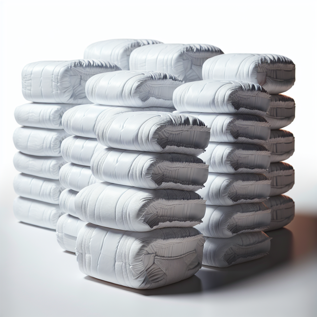 Assorted adult diapers arranged on a white background for a market analysis feature.