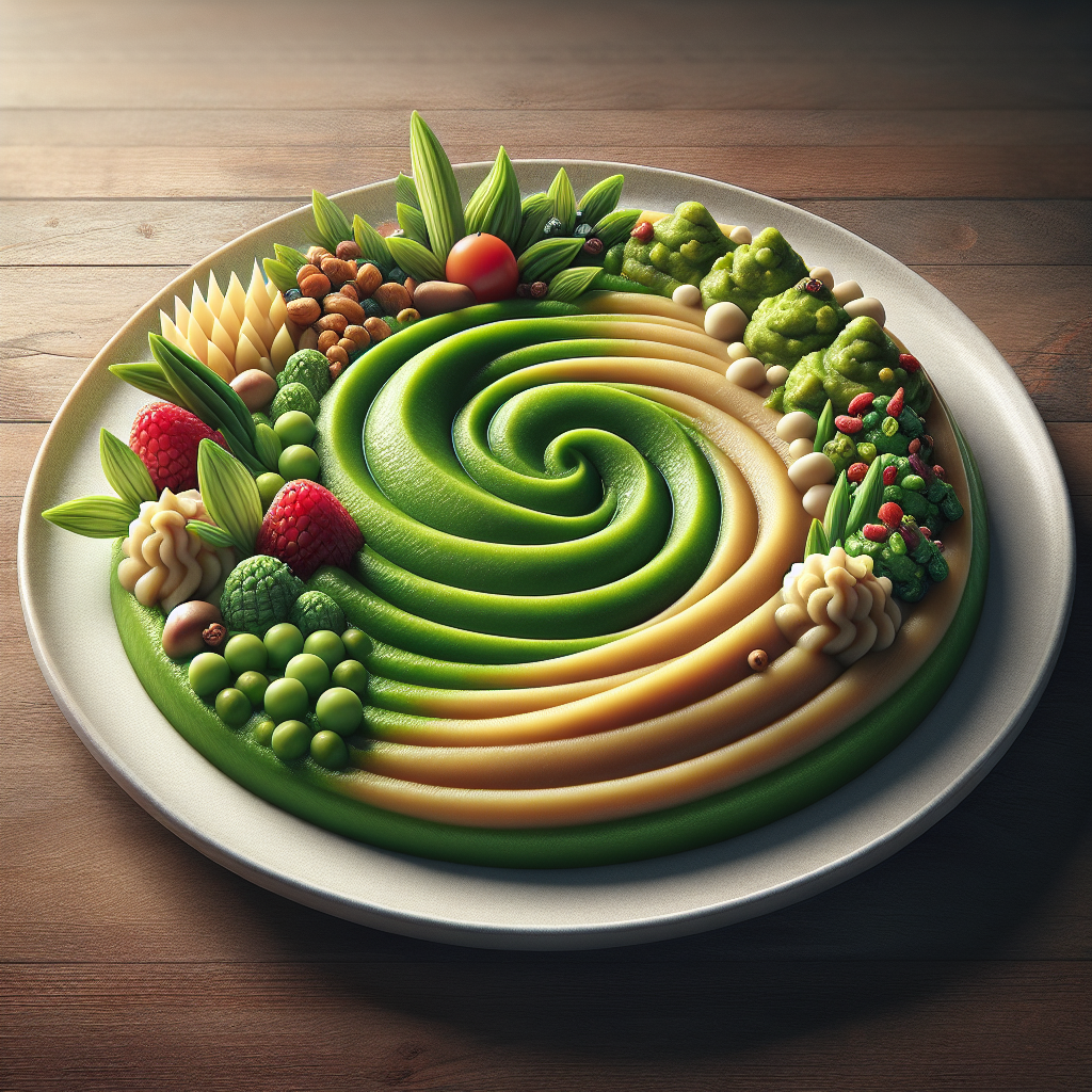 Artistic and realistic presentation of pureed food reminiscent of the image from the provided URL.