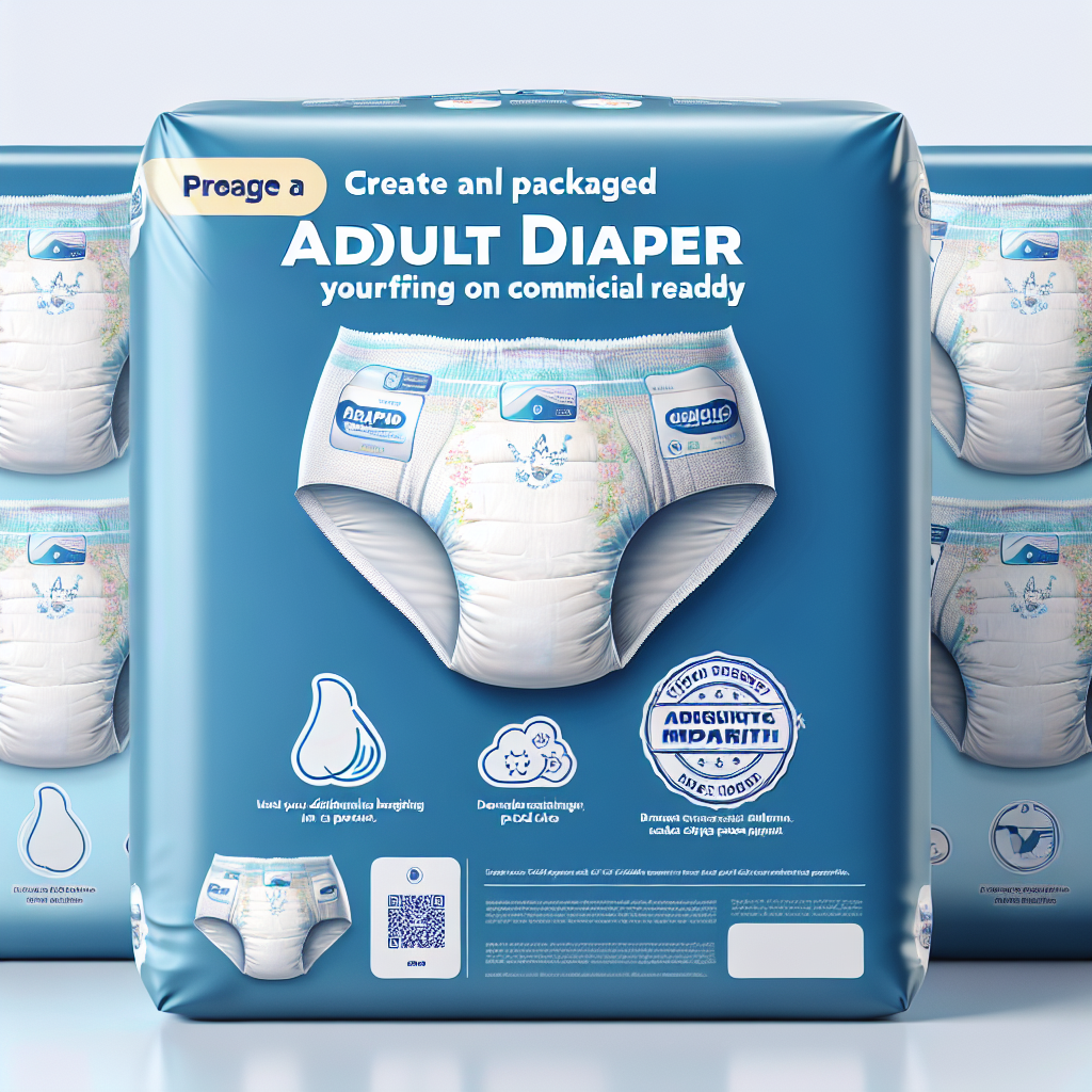 Realistic image of an adult diaper package.