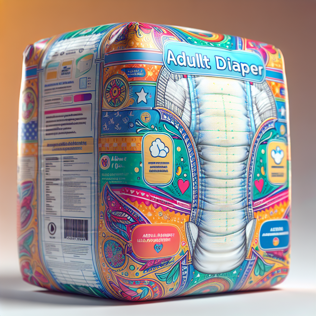 A realistic image of adult diapers packaging.
