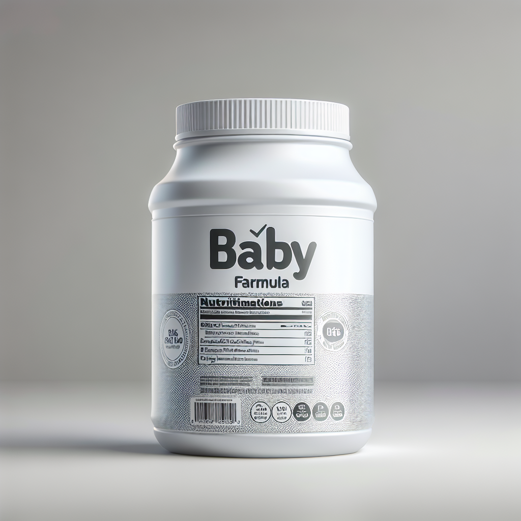 A realistic image of a baby formula container.