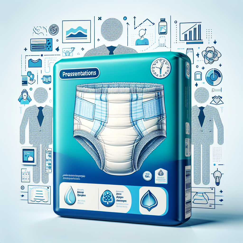 A realistic image of an adult diapers package introduction.