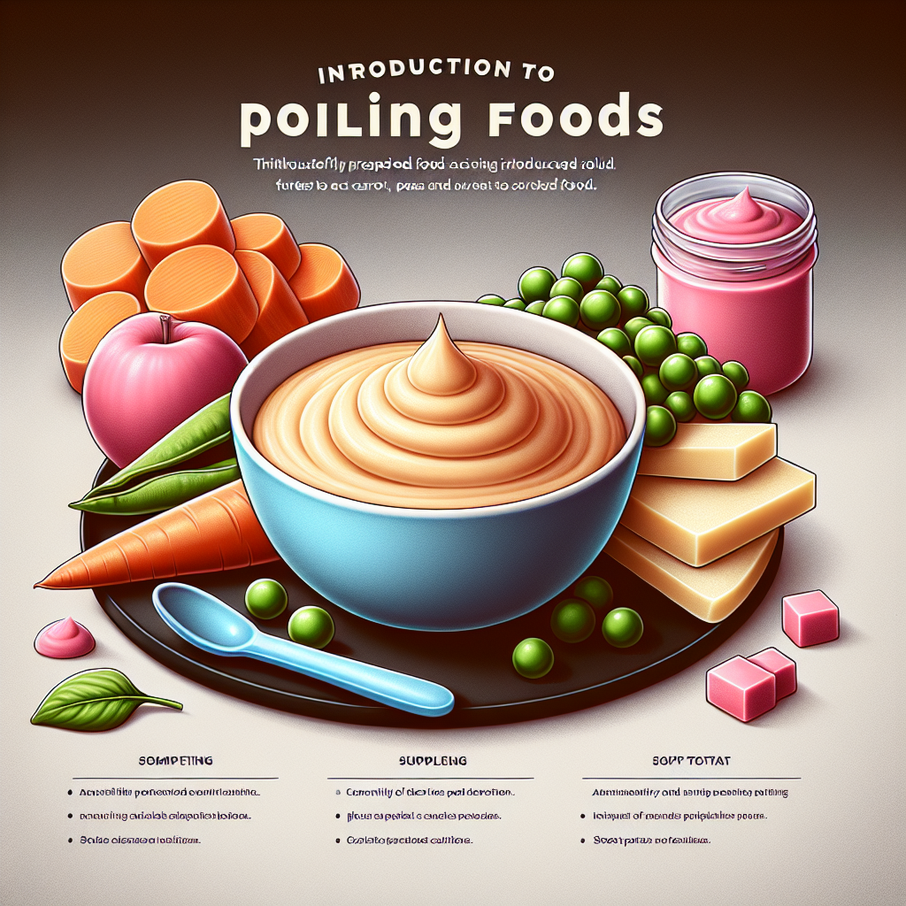 A realistic image of a bowl with various colorful pureed foods for introducing solid foods to babies.