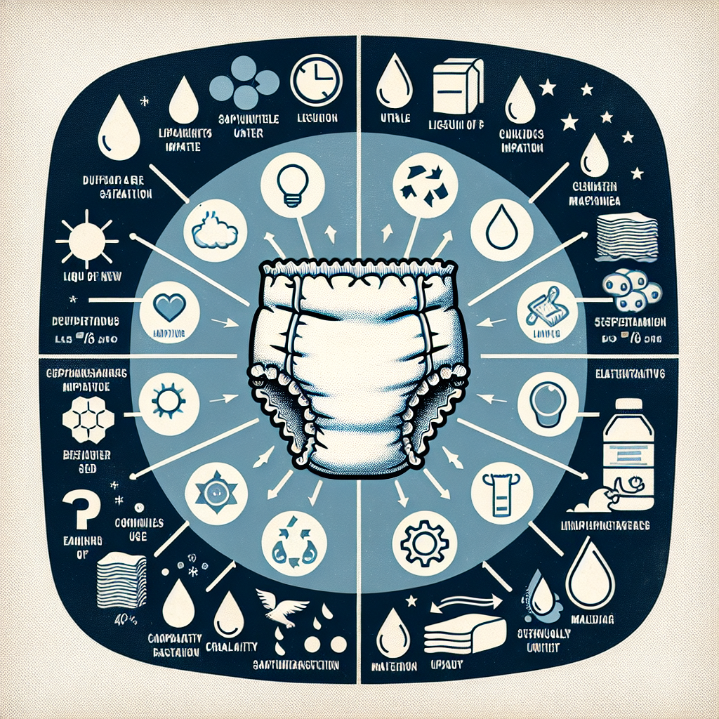 A realistic depiction of factors affecting the longevity of a diaper, including various conditions and influencing factors like wetness and material quality.