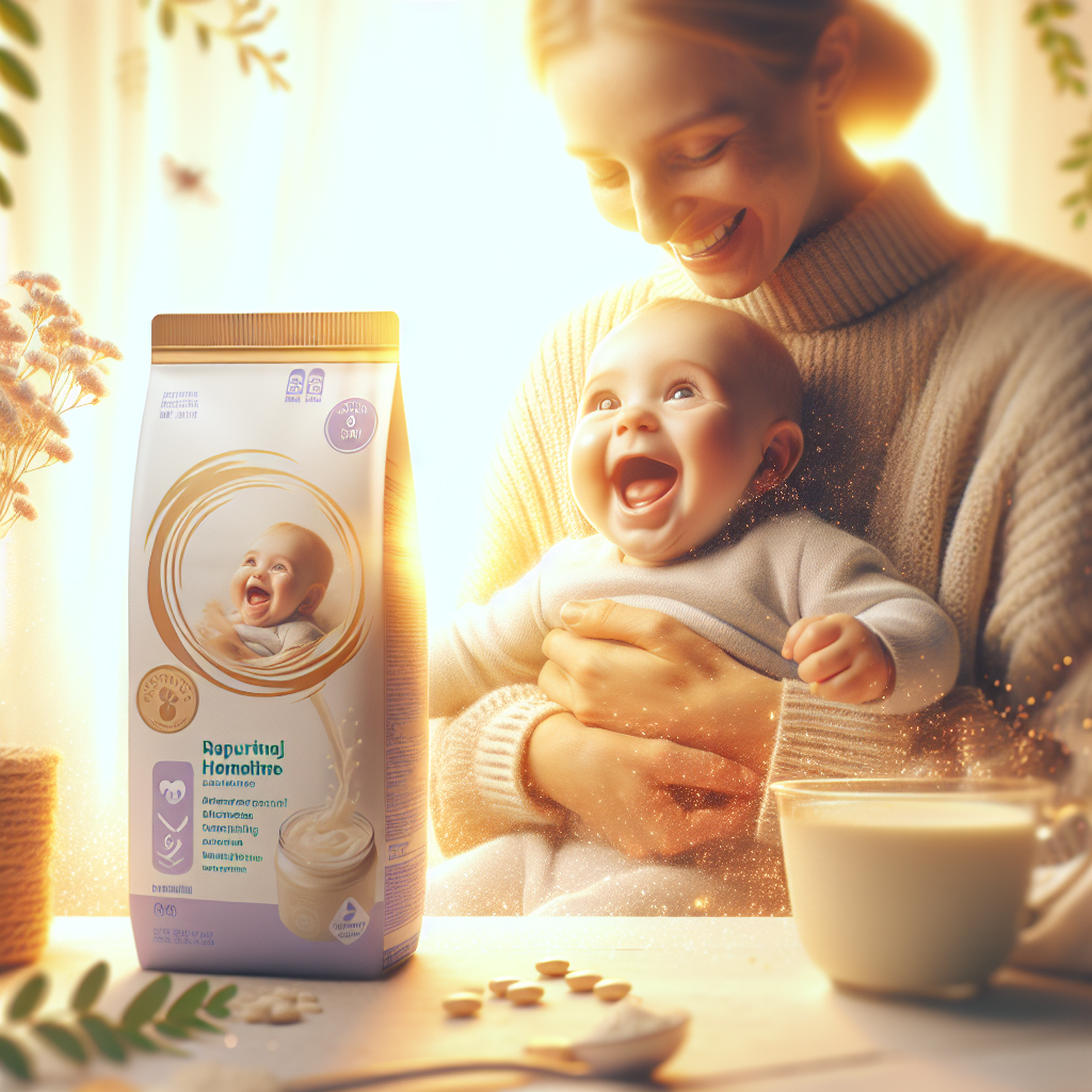 A realistic depiction of Enfamil baby formula benefits, highlighting product packaging and a happy, healthy baby in a nurturing environment.