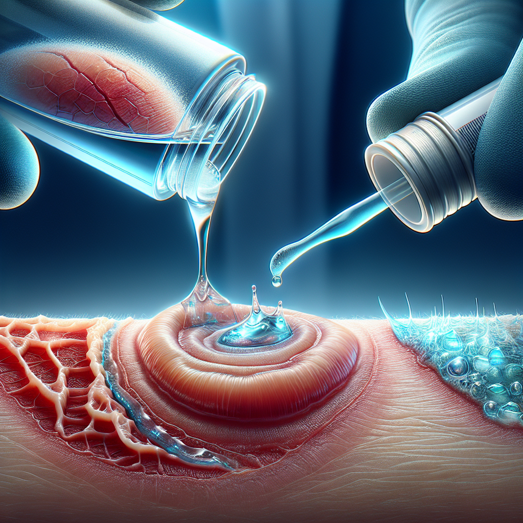 A realistic image of hydrogel being applied to a wound for healing.
