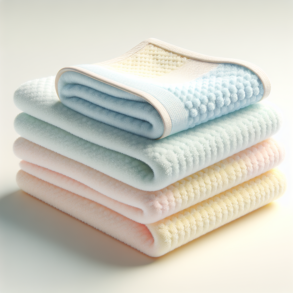 A folded, ultra-soft baby bath towel in pastel colors without any visible text.