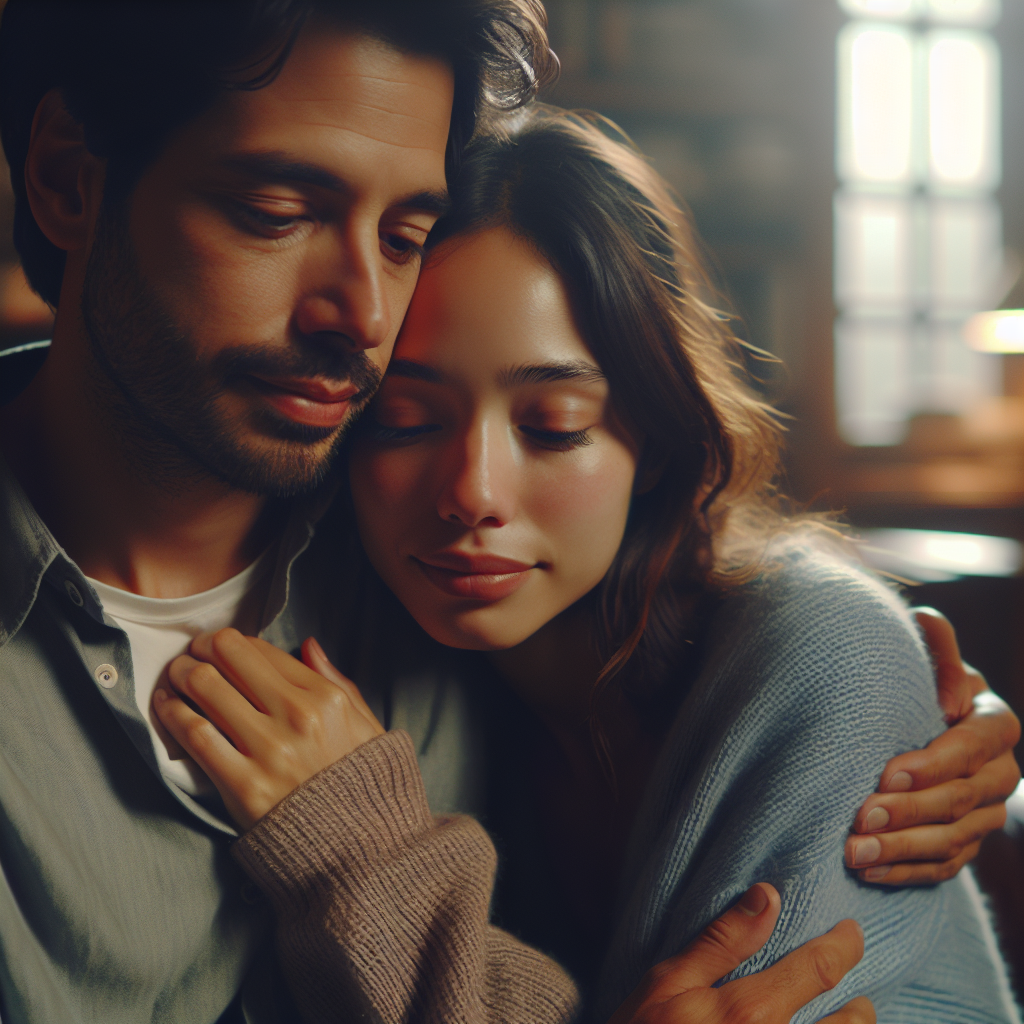 A loving and intimate moment between two adults in an adult nursing relationship, highlighting emotional connection and comfort.