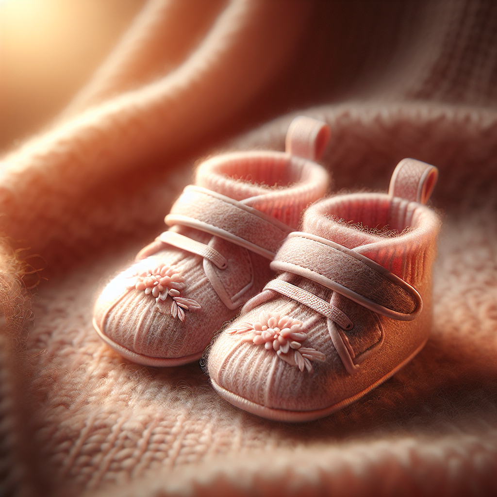 Realistic image of newborn baby girl shoes with a focus on comfort and style.