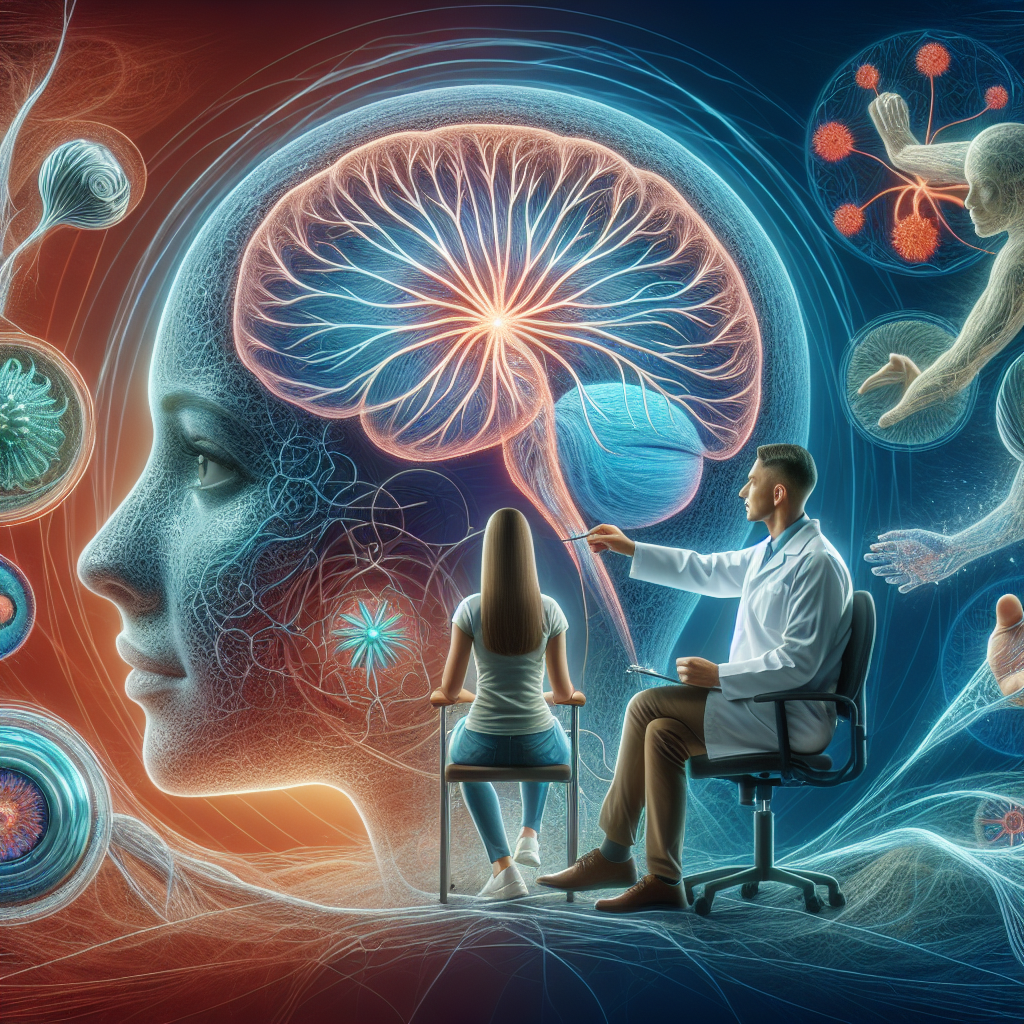 A realistic image depicting neurological rehabilitation, with a focus on cognitive therapy and the human brain's healing process.