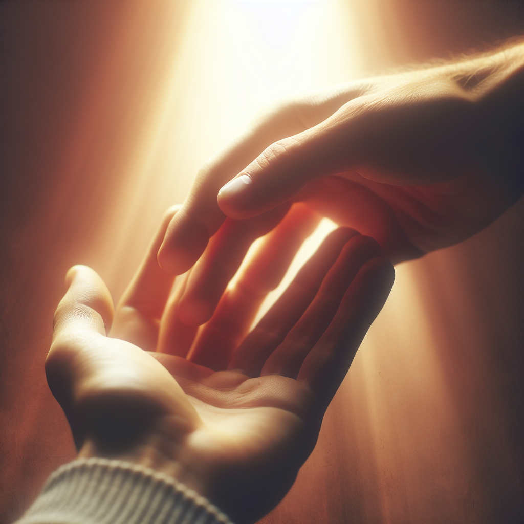 Realistic image of hands reaching out in a helping gesture.