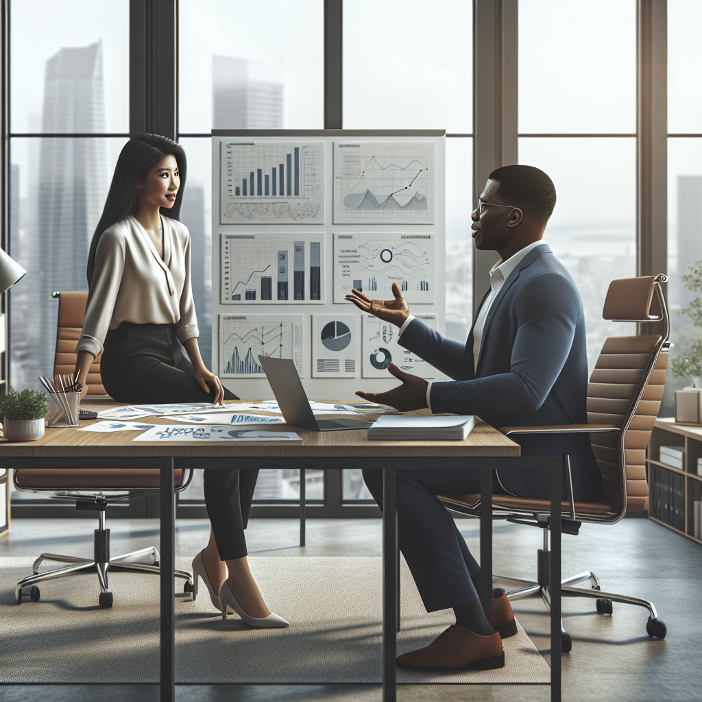 An entrepreneur discussing funding options with a financial advisor in a modern office.