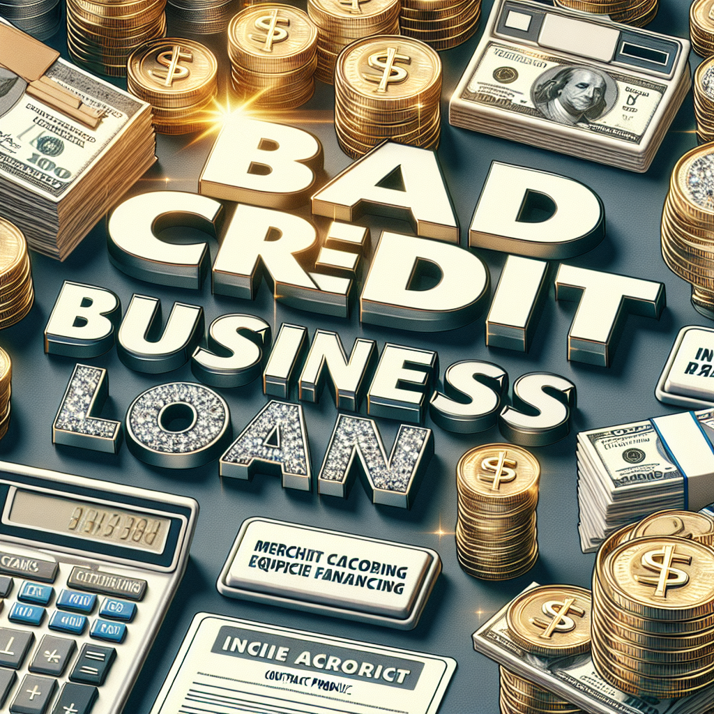 A realistic illustration emphasizing different types of business loans, particularly highlighting Bad Credit Business Loans.