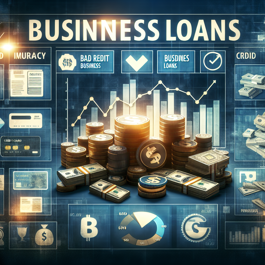 An illustration showcasing different types of business loans with a focus on bad credit business loans using realistic visual metaphors.