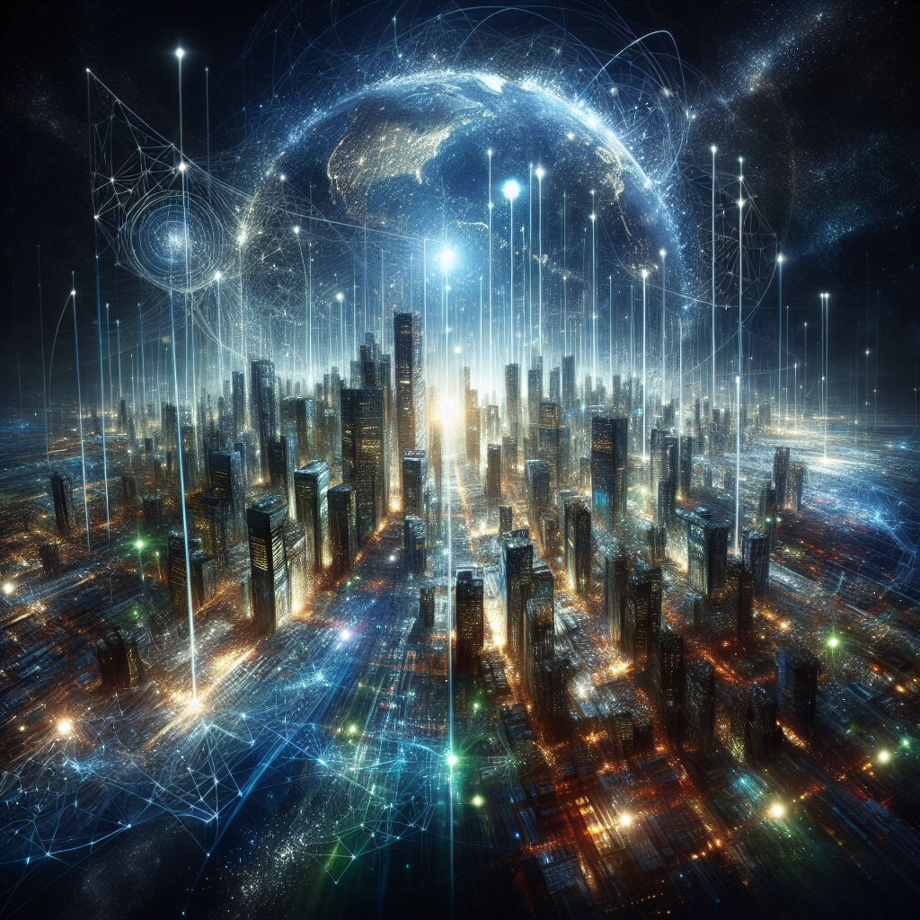 Image depicting interconnected cities at night symbolizing the global economy.