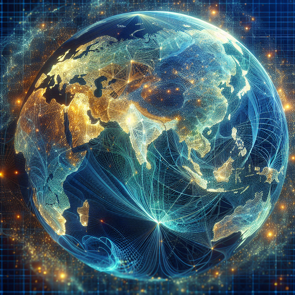 Illustration of a globe with lines symbolizing global economic connections.
