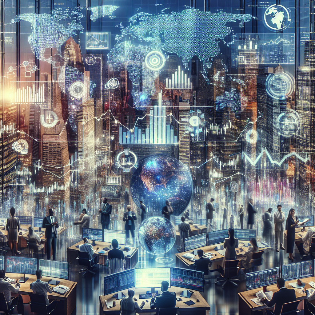 A realistic depiction of a vibrant global trade center.