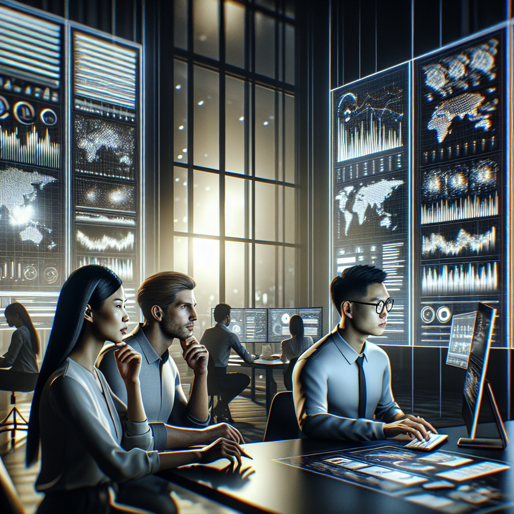 Professionals analyzing data in an office representing market research insights.