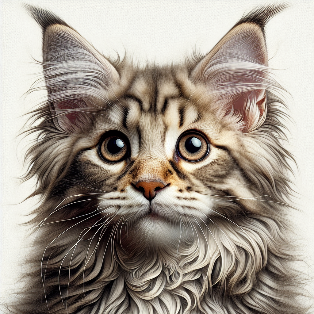 Realistic image of a Maine Coon kitten.