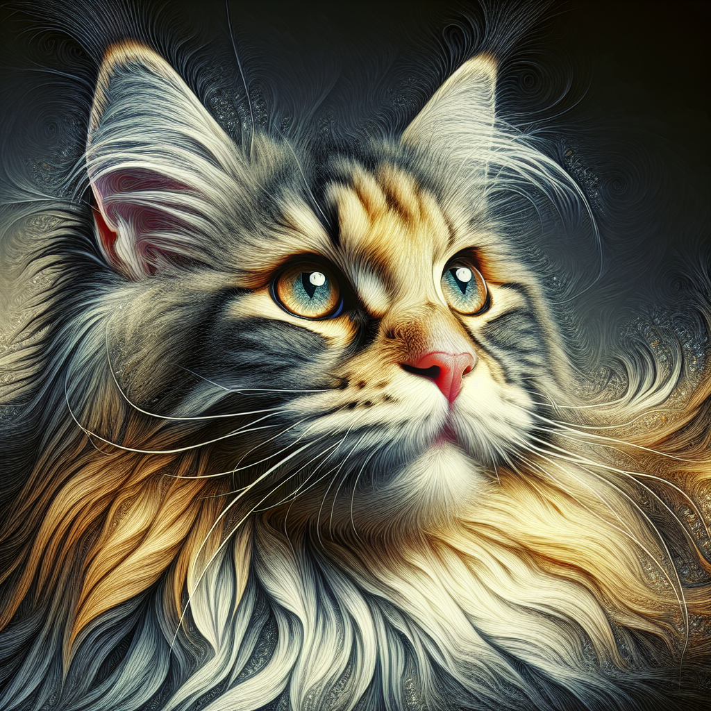 A realistic image of a Maine Coon cat with intricate fur details and expressive eyes.