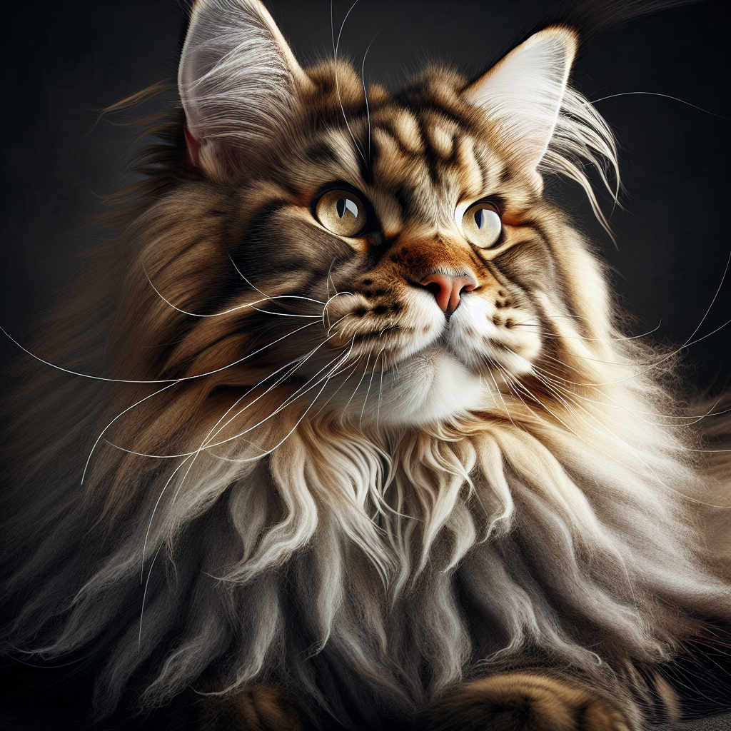 A realistic image of a Maine Coon cat with detailed fur texture and natural lighting.