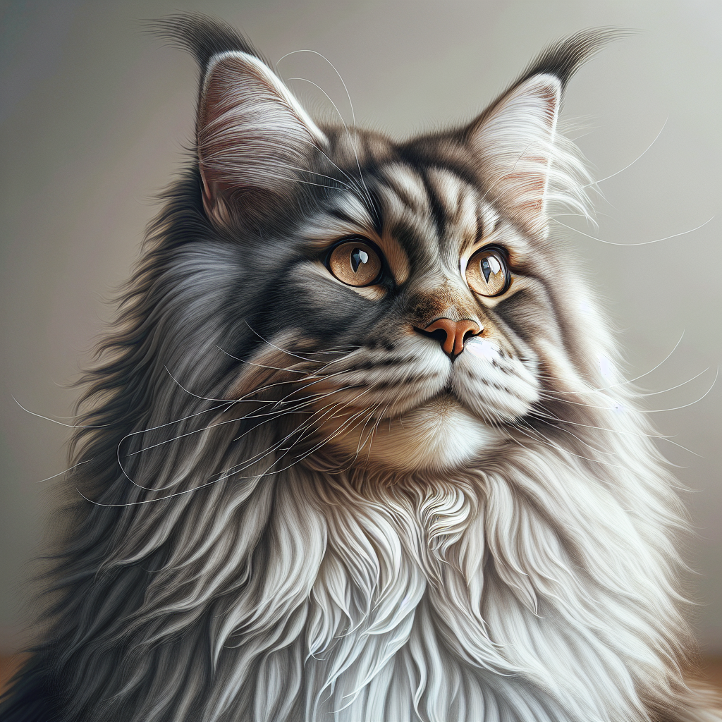A realistic image of a Maine Coon cat with detailed fur and expressive eyes.