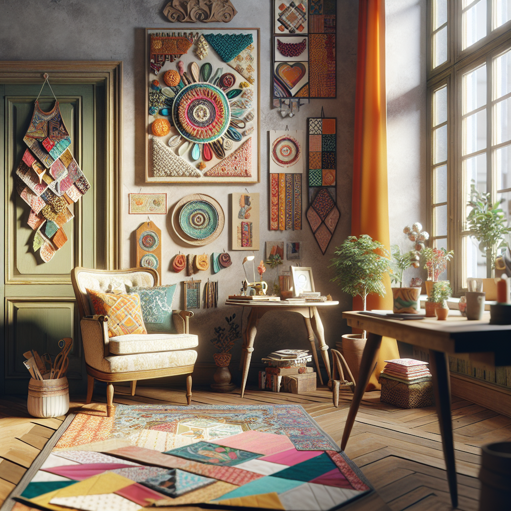 A cozy living room featuring unique sewing projects for home decor.